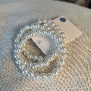 Forever 21 Faux Pearl Stretch Bracelet Set